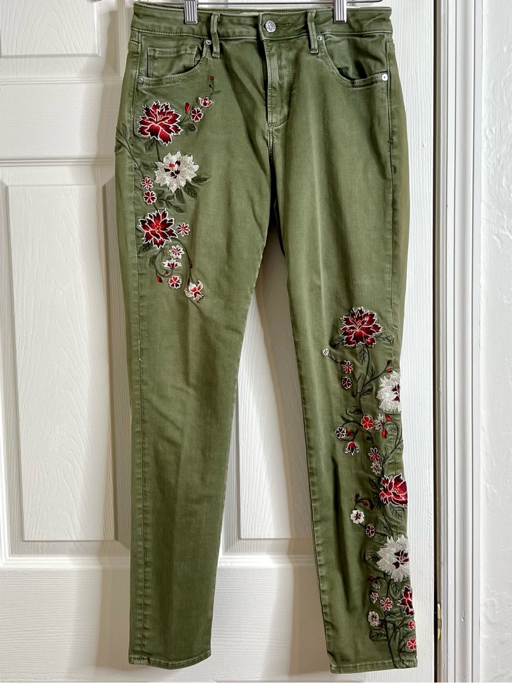 Sundance Olive Green Embroidered  Jeans with